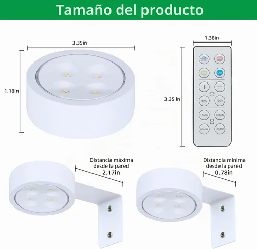 Vista 6 de Paquete de 2 luces de imagen para pared, magnéticas recargables blancas con Blanco (3 colores)
