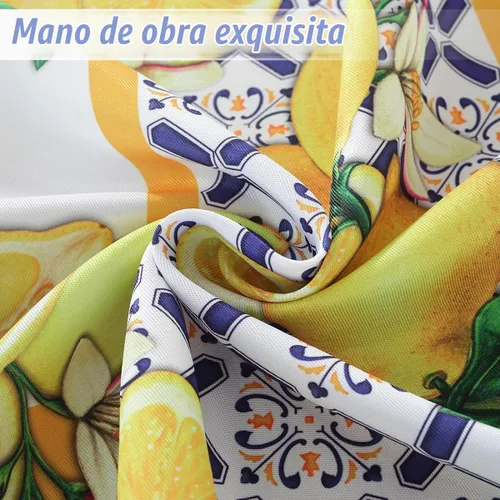 Vista 7 de SASTYBALE Mantel rectangular de limón de verano, 52 x 70 pulgadas Limón Con Patrón Geométrico