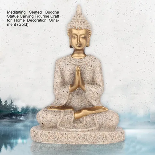 Vista 6 de Hilitand Mini escultura de Buda sentado de piedra arenisca, estatua de meditación, figura tallada, estatua para decoración del hogar, adorno