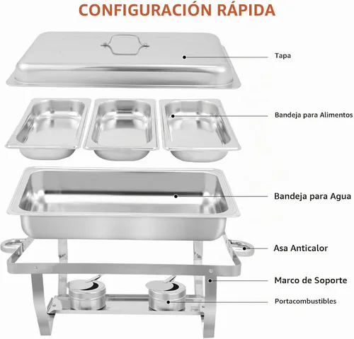 Vista 5 de Paquete de 2 platos de roce para bufé, calentadores de bufé