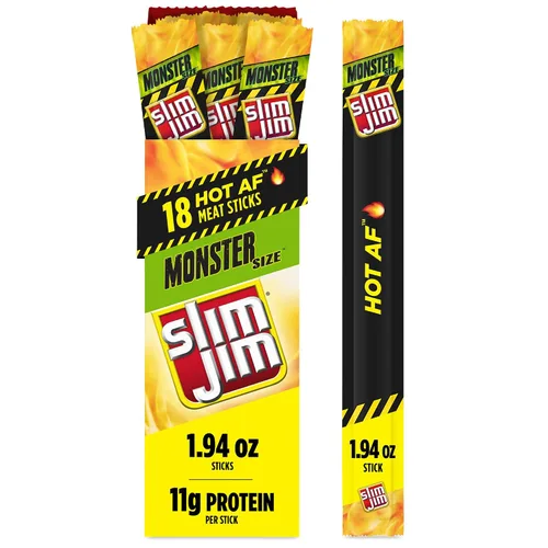 Vista 11 de Slim Jim Monster Jerky Palitos de carne, Teriyaki sazonados, 1.94 onzas, 18