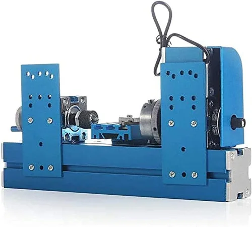 Vista 8 de Mini máquina de torno de metal, herramienta motorizada para trabajar el metal, tornos de madera de sobremesa con portabrocas de 3 mandíbulas
