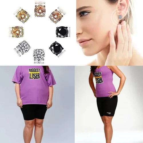 Vista 5 de Atheniz Lymphvity - Aretes de acupuntura de germanio para mujer, aretes de acupresión sin perforación