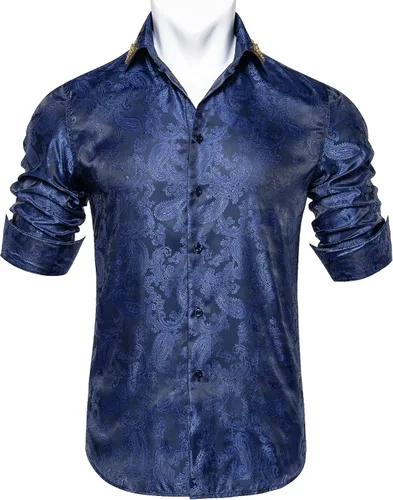 Vista 7 de DiBanGu Camisa de vestir de manga larga con botones para hombre, estilo casual, ajuste regular