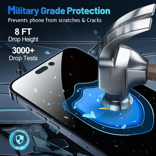 Vista 4 de Protector de pantalla de privacidad para iPhone 11/XR, borde 2.5D, cobertura completa, anti-espía 9H, protector de pantalla de vidrio templado