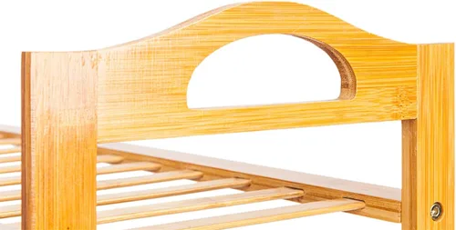 Vista 8 de Zapatero de 4 niveles con asas, bambú, madera, armarios y entrada, soporte organizador de almacenamiento para zapatos, organizador de zapatos