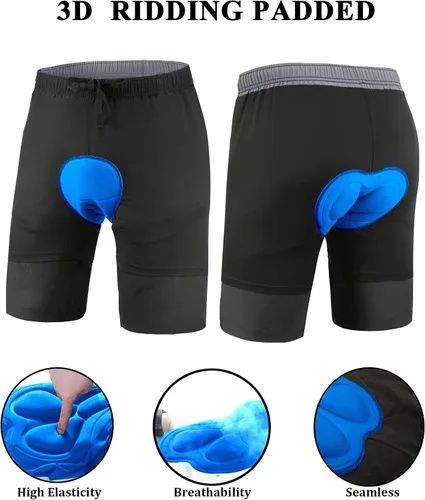 Vista 3 de Pantalones cortos de ciclismo de montaña para hombre, acolchados 3D, holgados, de secado rápido, ligeros, para ciclismo