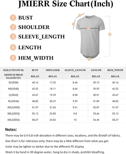 Vista 6 de JMIERR Mens 3 Pack Cotton Hipster Hip Hop Longline Crewneck T-Shirt