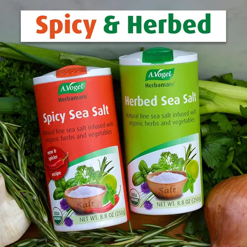 Vista 11 de A. Vogel Herbamare Sal marina sazonada – USDA Orgánica – Sal condimento infundida con 12 hierbas – 33% menos de sodio – Sin OMG – Sin gluten