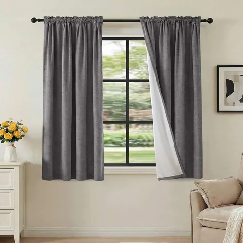Vista 83 de H.VERSAILTEX Cortinas 100% opacas con aspecto de lino para dormitorio, bloqueo de luz completa, bolsillo para barra, cortinas de ventana gruesas