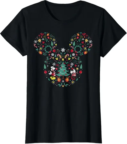 Vista 41 de Disney Mickey y Minnie Mashup Navideño Camiseta de Manga Corta Negro