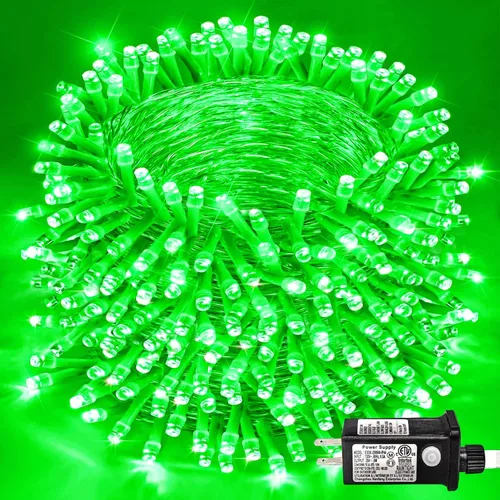 Vista 15 de Guirnalda de 120 luces LED rojas impermeables para exteriores, luces de Navidad rojas de 40 pies, 8 modos, cable transparente, guirnalda de luces