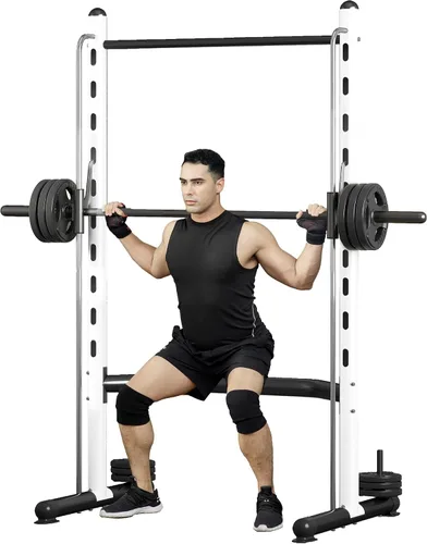 Vista 12 de Soozier Squat Rack with Pull-Up Bar, Adjustable Power Rack with Barbell Bar, Multi-Functional Steel Bench Press Rack for Home Gym Strength Training