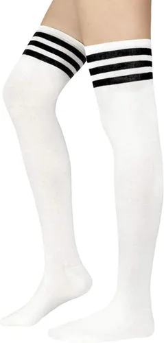 Vista 3 de Century Star Medias largas de atleta a rayas por encima de la rodilla para mujer