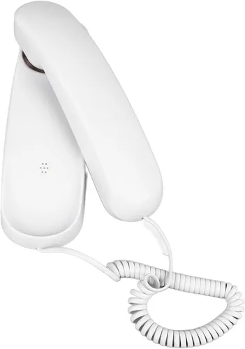 Vista 3 de Teléfono con cable para montaje en pared, sonido claro, multifuncional, fácil de usar, ahorro de espacio (blanco)