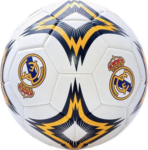 Vista 2 de Icon Sports Compatible con pelota de fútbol del Real Madrid con licencia oficial de jugador, tamaño 5 (grado S), color blanco