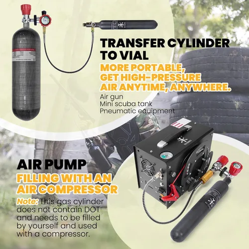 Vista 6 de TUXING Sistema de tanque de paintball de aire comprimido HPA de fibra de carbono I 0.7L/42Cu en/700CC Pcp Air Tank I PCP Tank 4500 psi, sistema