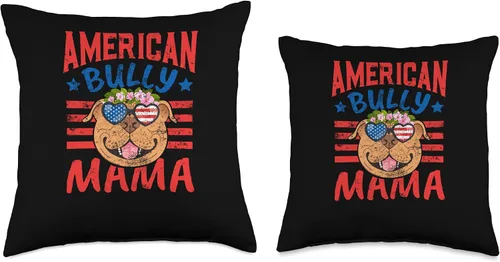 Vista 3 de American Bully Mama Linda almohada patriótica con la bandera de perro mamá del 4 de julio, 16 x 16 pulgadas, multicolor