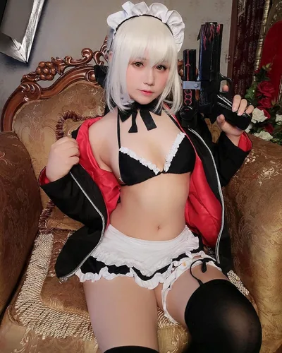 Vista 4 de paloli Maid Outfit Anime Cosplay Costume French Apron Fancy Lingerie Sets for Women