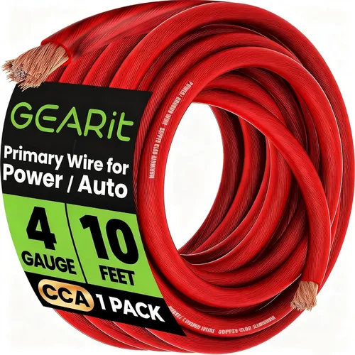 Vista 14 de GEARit Cable de tierra CCA de calibre 4 (25 pies cada uno - negro y rojo) Kit todo en uno: herramienta de engarzado, cortador, 15 terminales y 20