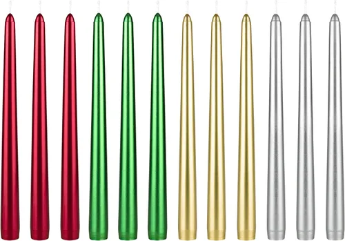 Vista 10 de Mega Candles 48 velas cónicas negras rectas sin perfume, vela de cera vertida a mano de 4 x 3/4 pulgadas, decoración del hogar, recepciones de boda