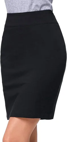Vista 3 de Kate Kasin Falda de tubo elástica hasta la rodilla para mujer, cintura alta, ajustada, falda casual de negocios