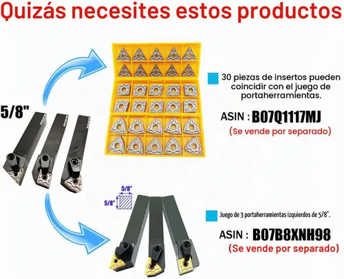 Vista 6 de Juego de 3 piezas de soporte de herramientas de torneado de carburo indexable de círculo exterior para torno de metal de 5/8" MTJNR1616H16 +