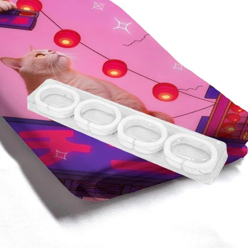 Vista 6 de Neon City - Cortina de ducha de gatos con linternas, poliéster impermeable, decoración Cyberpunk para niños y adultos, se adapta a bañera, ducha