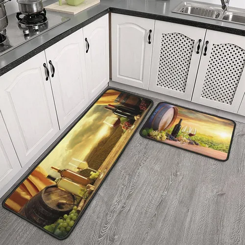 Vista 36 de The Kitchen is The Heart of The Home - Juego de 2 tapetes de cocina con parte trasera de goma antideslizante, juegos de cocina de vacaciones