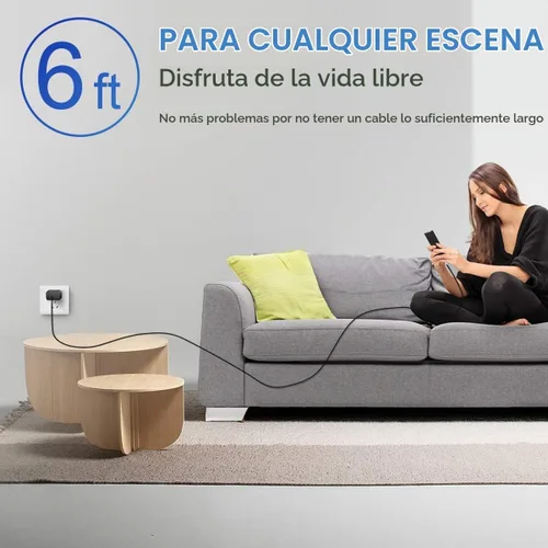 Vista 7 de Cargador para iPhone de carga rápida USB C, cargador tipo C, carga iPad con cable de carga C de 6 pies, compatible con iPhone14/14 Pro Negro