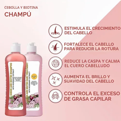 Vista 6 de Champú de biotina y romero, champú de cebolla y romero para cabello suave y brillo para el crecimiento del cabello, pérdida de cabello
