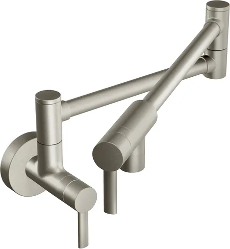 Vista 6 de Moen S665BLS - Grifo de montaje en pared con brazo oscilante plegable moderno para cocina, negro inoxidable