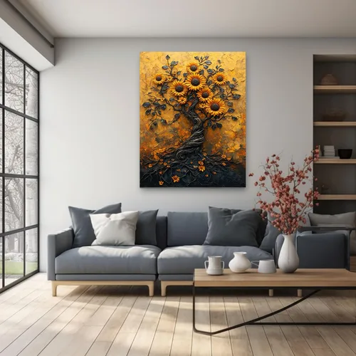 Vista 3 de VOCBAN Tree of Life Canvas Wall Art Painting Poster Nature Print Canvas Wall Art Print Artwork Living Room Bedroom Office Hallway Picture(black