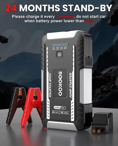 Vista 7 de BOOKOO Arrancador portátil del salto de la batería del coche 4500A 12V para Negro - plata