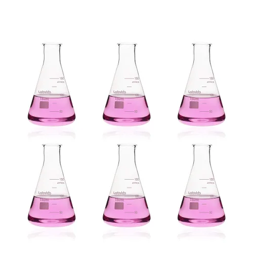 Vista 15 de Frascos Erlenmeyer de boca estrecha de vidrio, Vol.2000ml, 3.3 Borosilicato con graduación impresa, LVC010