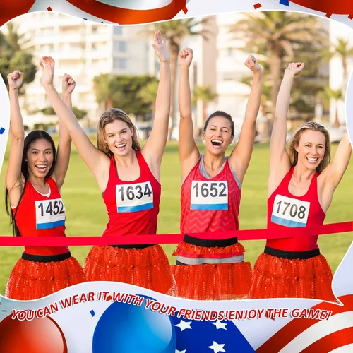 Vista 5 de Jeyiour 4 faldas tutú para mujeres y niñas, disfraz de correr con lentejuelas con purpurina, falda patriótica para adolescentes, fiesta, cosplay