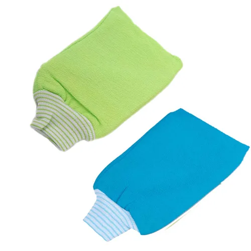 Vista 8 de Paquete de 2 guantes exfoliantes para toallas de baño Guantes de ducha grandes Elimina la piel muerta Doble cara disponible Hombres Mujeres