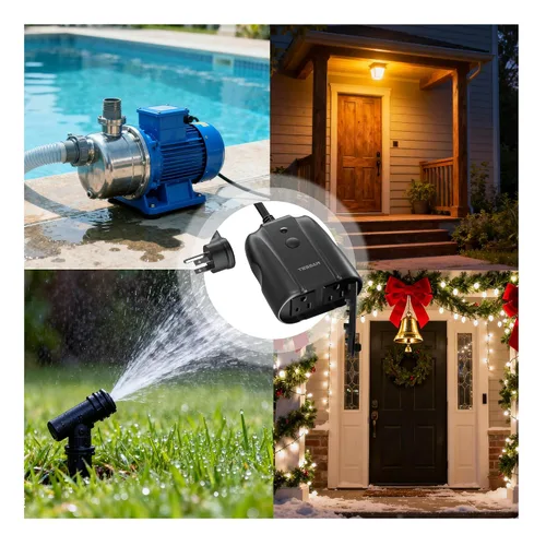 Vista 8 de Enchufe Inteligente para Exteriores Impermeable, TESSAN Enchufe WiFi Inteligente Compatible con Alexa, Google Assistant, Regleta de Alimentación
