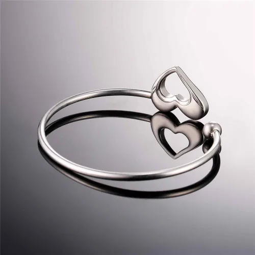 Vista 4 de U7 delicado brazalete de puño simple de platino bañado en oro real de 18K, joyería moderna.