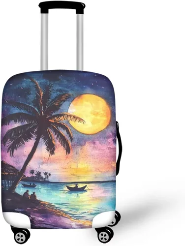 Vista 8 de COEQINE Funda para equipaje de viaje, protector de maleta, funda de equipaje lavable, tamaño S-XL (18-32 pulgadas), Blue Capy Bara Swim, L