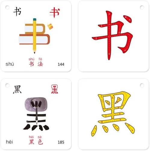 Vista 3 de Símbolos jeroglíficos de pictografía alfabeto chino aprendizaje Color Flash Tarjetas de memoria Mandarín Edición de caracteres simplificados, Pinyin