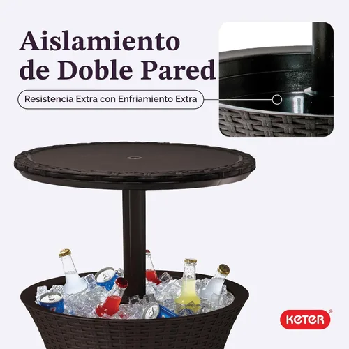 Vista 10 de Hielera de ratán Keter Pacific Cool Bar, marrón, (Harvest Brown)
