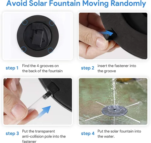 Vista 7 de Bomba de agua de fuente solar para baño de pájaros, bomba de fuente de agua flotante con energía solar para baño de pájaros, jardín, estanque