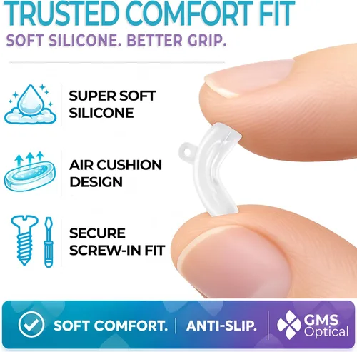 Vista 3 de Comfort Line – 0.276 in de ancho regular / 0.433 in de longitud pequeña – Bolsas de aire roscadas de silicona suave almohadillas de nariz