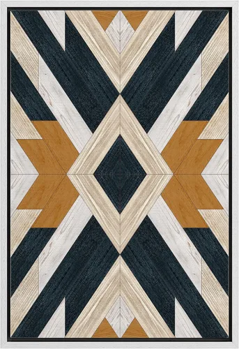 Vista 13 de IDEA4WALL Lienzo enmarcado para pared, decoración occidental, collage de polígonos de diamantes, paneles geométricos abstractos de madera, arte