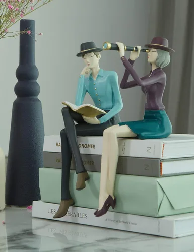Vista 3 de HAUCOZE Estatua de hombre, escultura artística de lectura, decoración moderna del hogar, regalo para sala de estar, dormitorio, oficina, poliresina