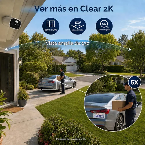 Vista 3 de 4pc 2.4/5GHz Solar Security Cameras Wireless Outdoor, Dual Panels Blanco