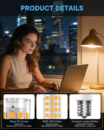 Vista 5 de Paquete de 3 bombillas LED E17 para debajo del microondas, luces sobre estufa, campana extractora, 3.5 W (equivalente a bombilla halógena de 35 W)