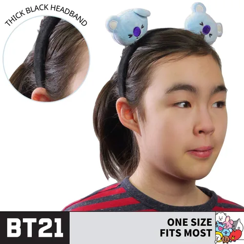Vista 4 de Concept One BT21 LINE FRIENDS - Diadema bordada de felpa 3D para mujer, Koya