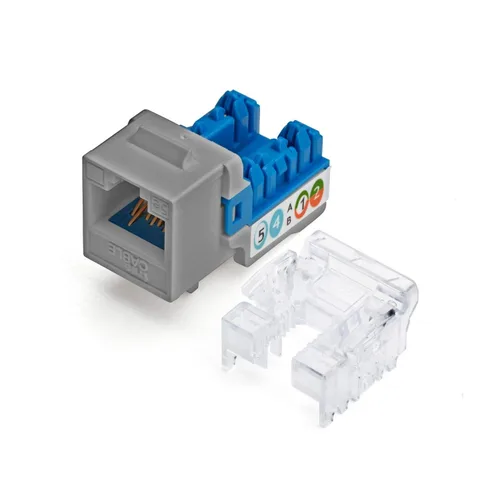Vista 3 de TRUE CABLE Conector Keystone Cat5e, sin blindaje (UTP), perforado de 90 grados, PoE++ (4PPoE) 100W, certificación UL, verificado ETL, certificado